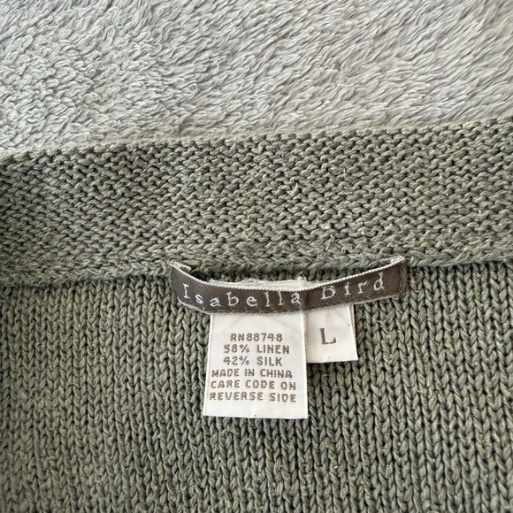 Isabella Bird Linen Silk Knit Button Front Midi Skirt Olive Green Size L Coastal - Picture 7 of 12